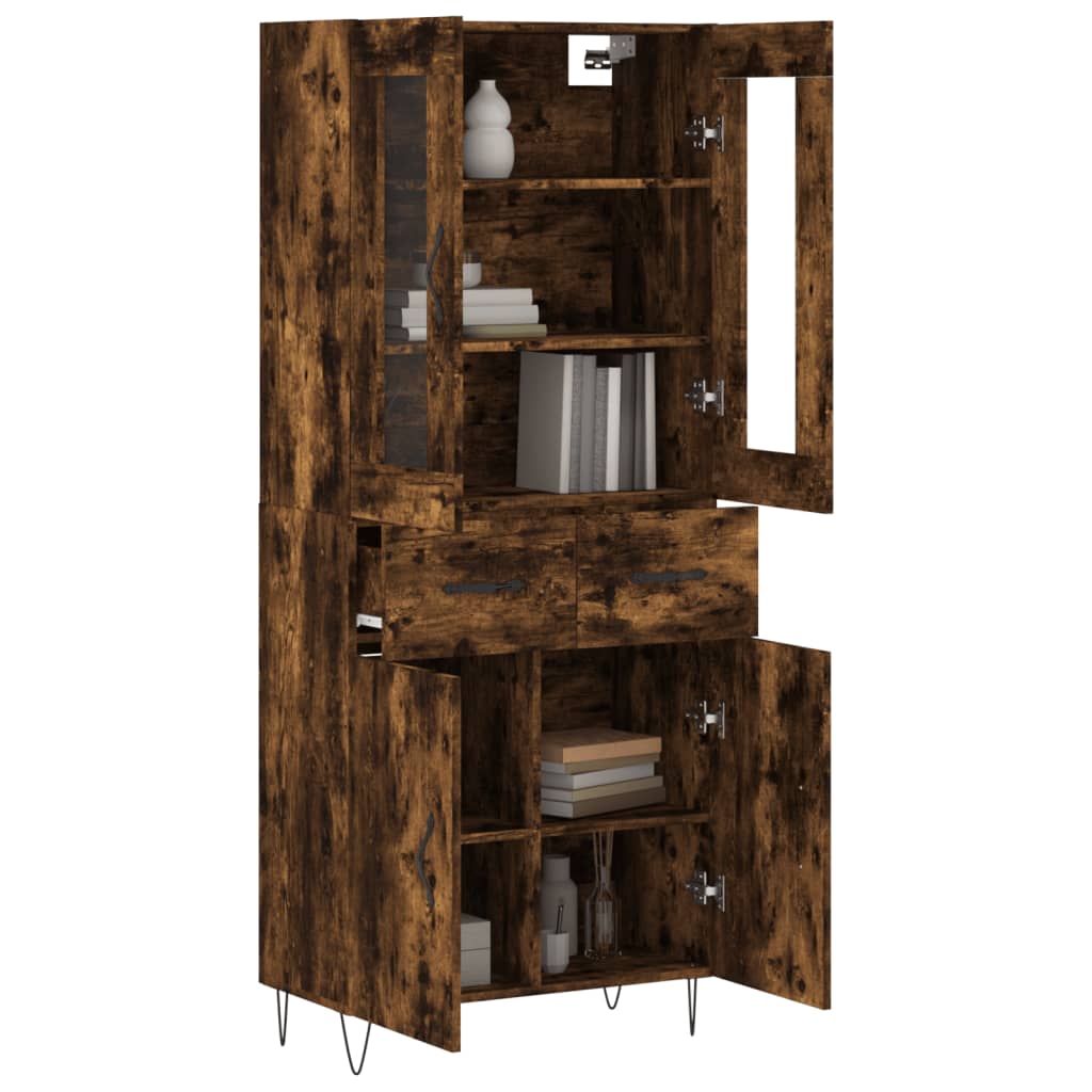 Highboard Smoked Oak 69.5x34x180 cm Engineered Wood