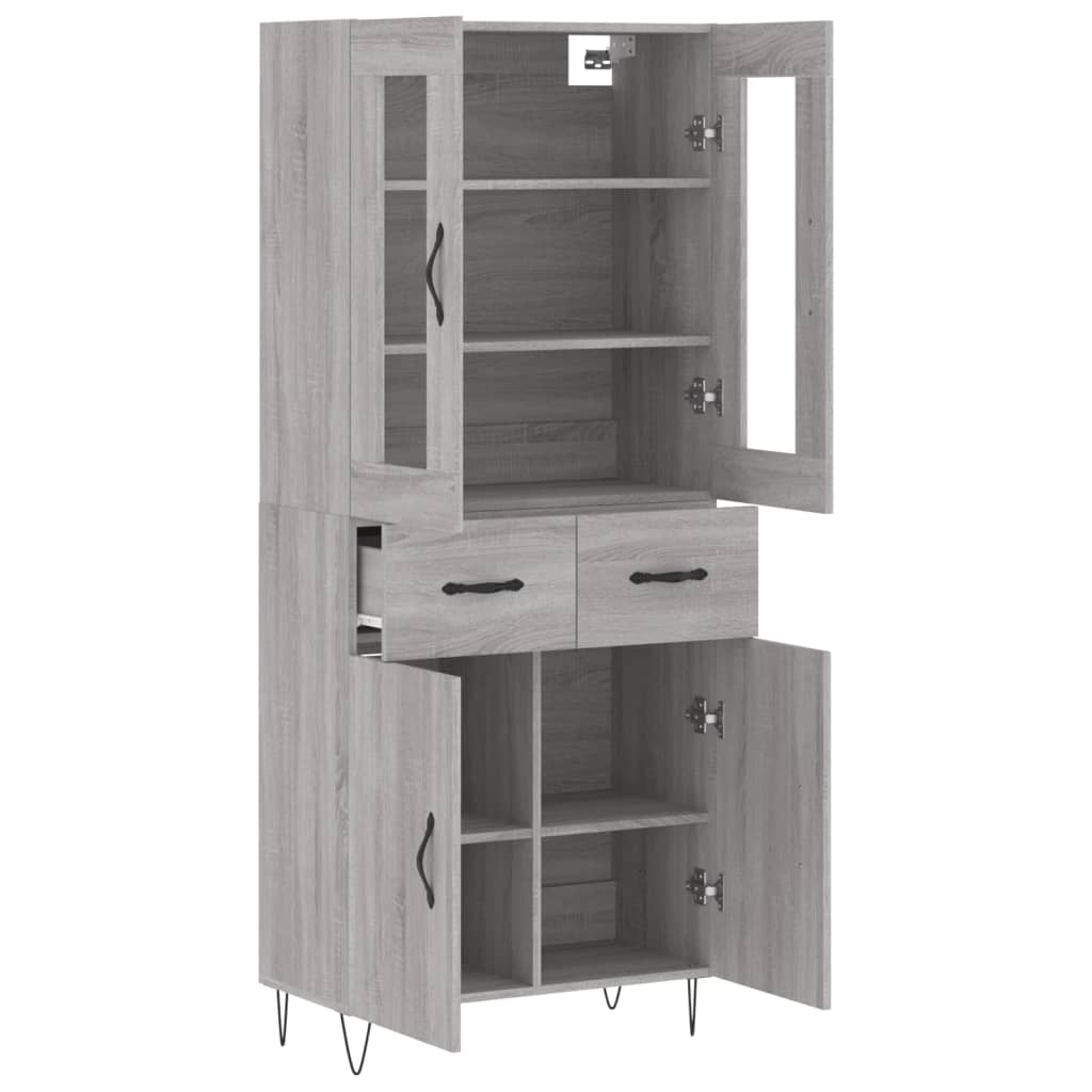 Highboard Grey Sonoma 69,5x34x180 cm Engineered Wood