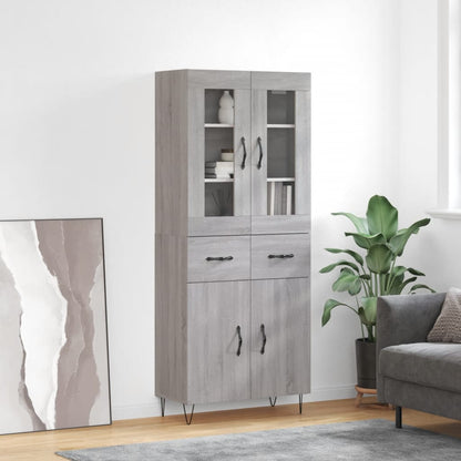 Highboard Grey Sonoma 69,5x34x180 cm Engineered Wood
