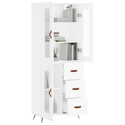 Highboard White 69,5x34x180 cm Engineered Wood