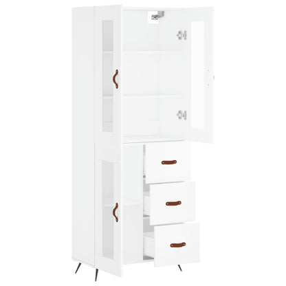 Highboard White 69,5x34x180 cm Engineered Wood
