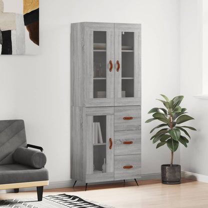 Highboard Grey Sonoma 69.5x34x180 cm Engineered Wood