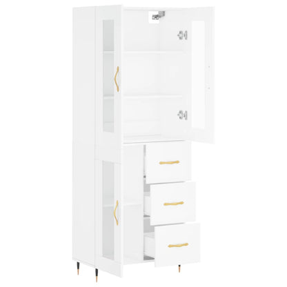 Highboard White 69.5x34x180 cm Engineered Wood