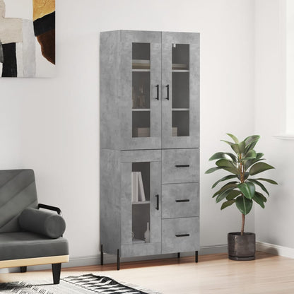 Highboard Concrete Grey 69.5x34x180 cm Engineered Wood