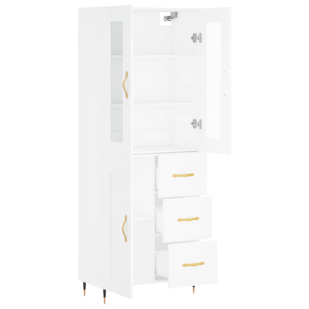 Highboard White 69.5x34x180 cm Engineered Wood