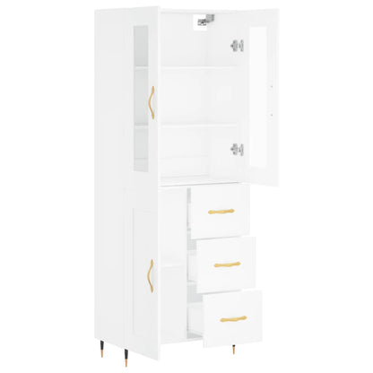 Highboard White 69.5x34x180 cm Engineered Wood