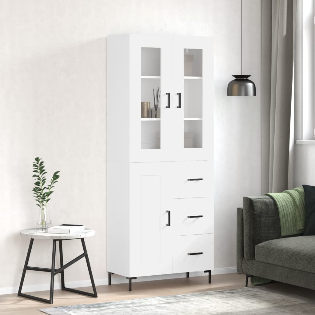 Highboard White 69.5x34x180 cm Engineered Wood