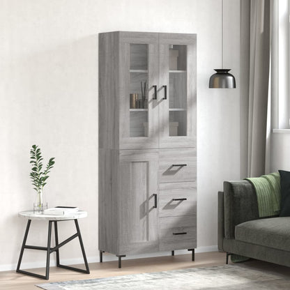 Highboard Grey Sonoma 69,5x34x180 cm Engineered Wood