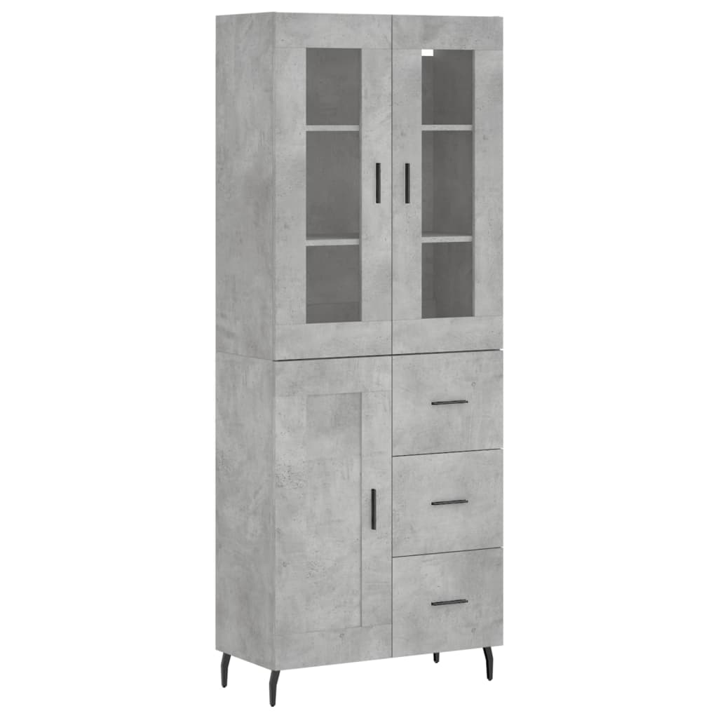 Highboard Concrete Grey 69,5x34x180 cm Engineered Wood