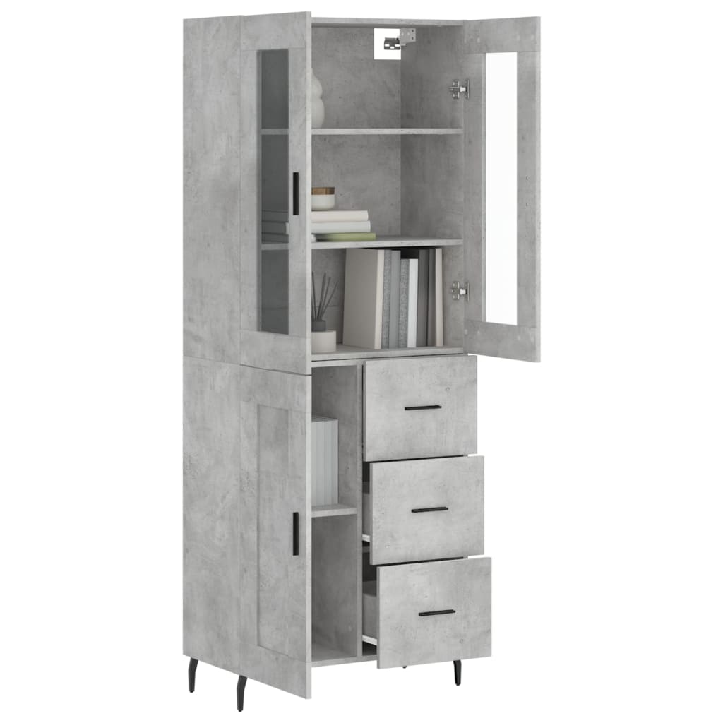Highboard Concrete Grey 69,5x34x180 cm Engineered Wood