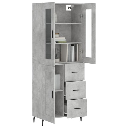 Highboard Concrete Grey 69,5x34x180 cm Engineered Wood