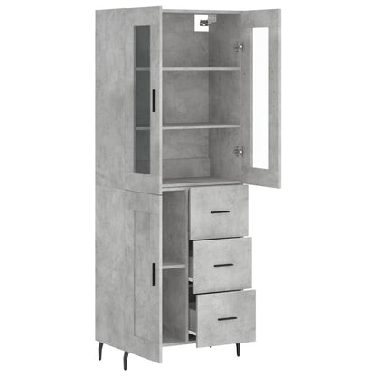 Highboard Concrete Grey 69,5x34x180 cm Engineered Wood