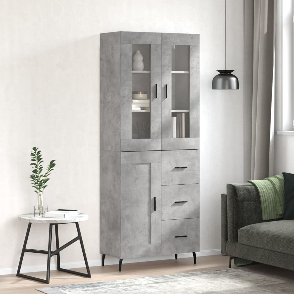 Highboard Concrete Grey 69,5x34x180 cm Engineered Wood