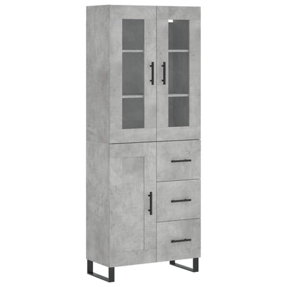 Highboard Concrete Grey 69.5x34x180 cm Engineered Wood