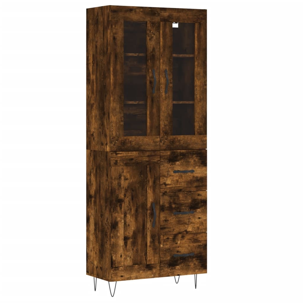 Highboard Smoked Oak 69.5x34x180 cm Engineered Wood