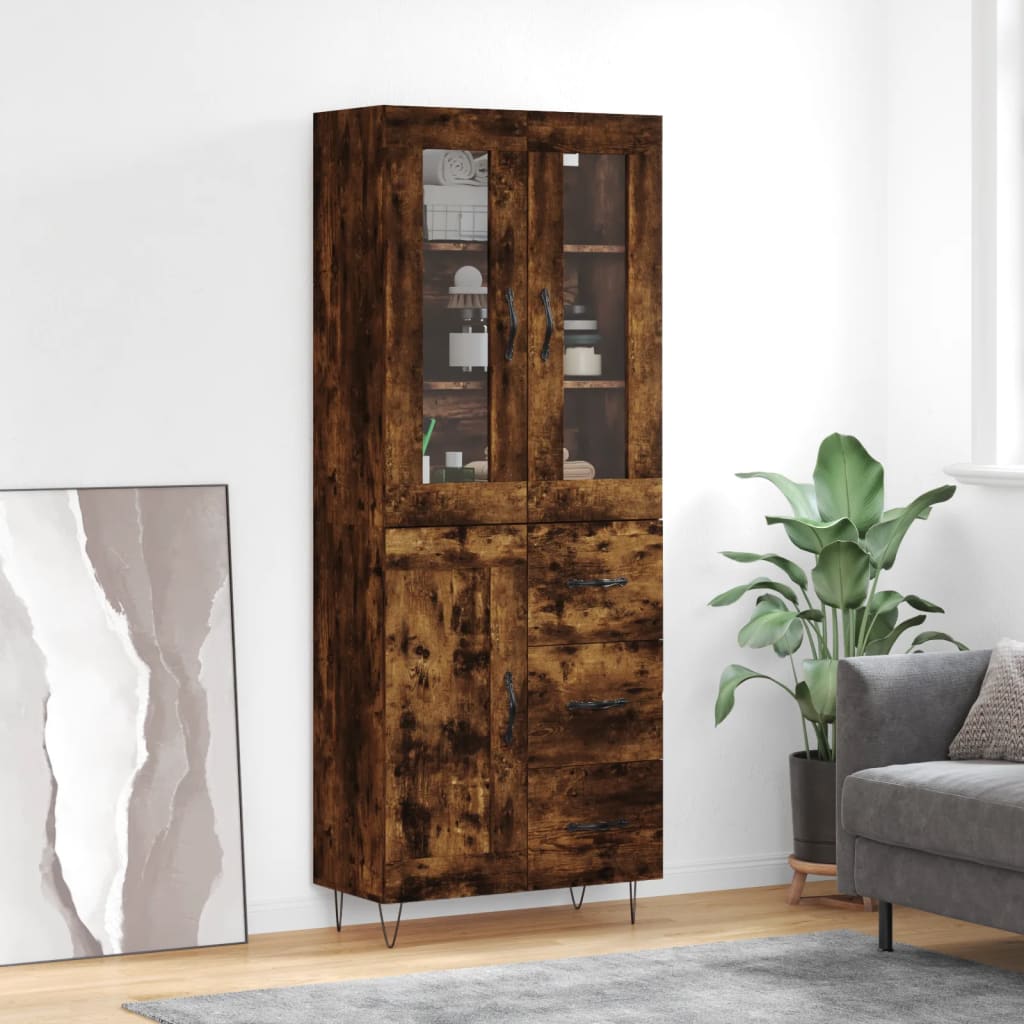 Highboard Smoked Oak 69.5x34x180 cm Engineered Wood
