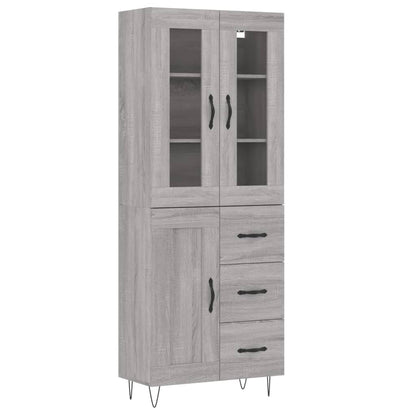 Highboard Grey Sonoma 69,5x34x180 cm Engineered Wood