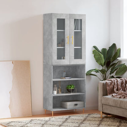Highboard Concrete Grey 69,5x34x180 cm Engineered Wood