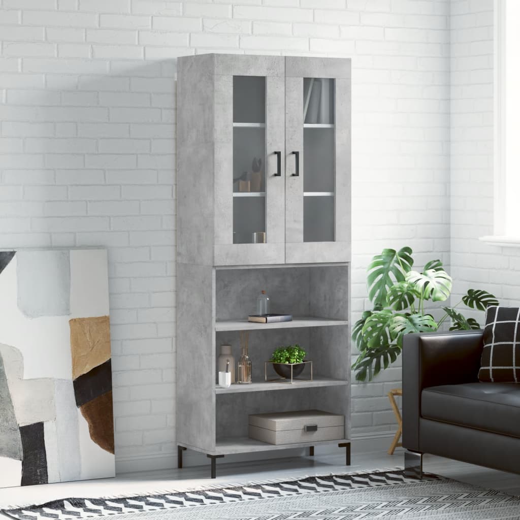 Highboard Concrete Grey 69,5x34x180 cm Engineered Wood