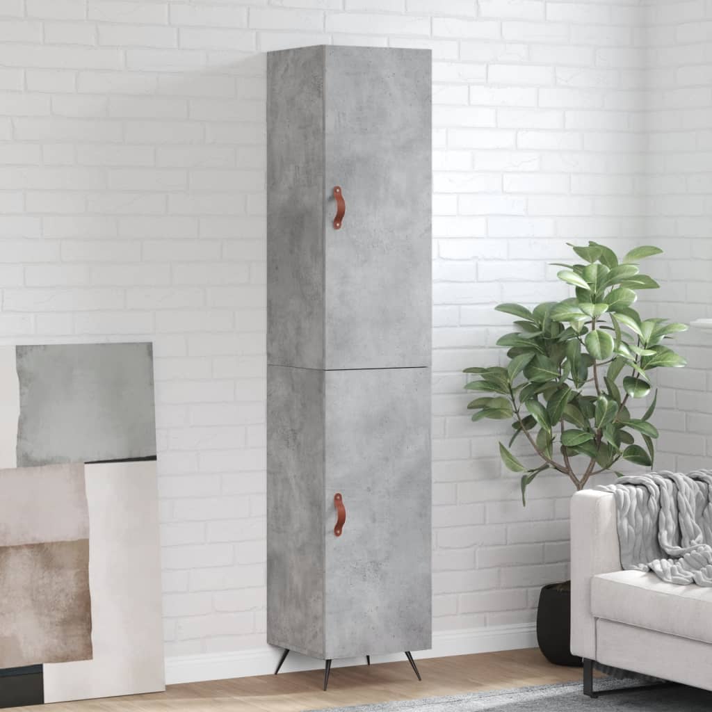 Highboard Concrete Grey 34.5x34x180 cm Engineered Wood