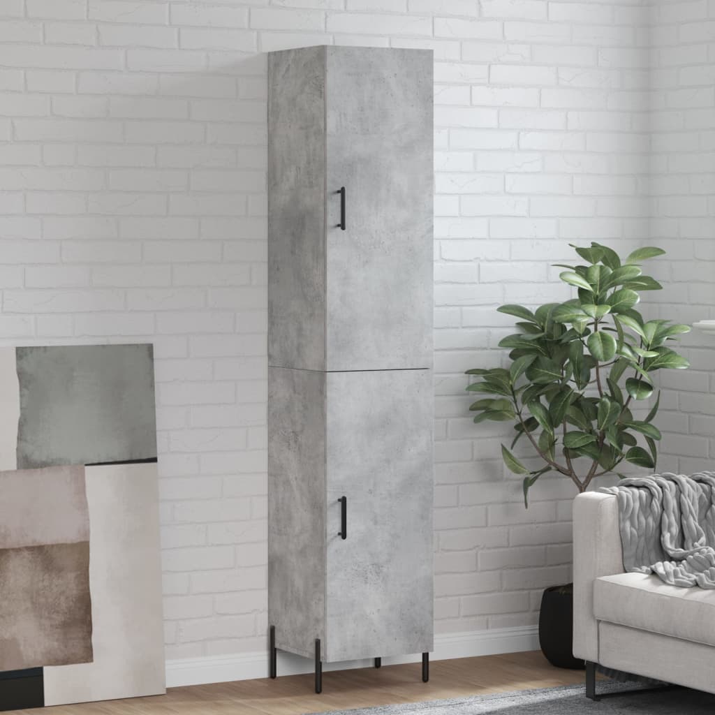 Highboard Concrete Grey 34.5x34x180 cm Engineered Wood