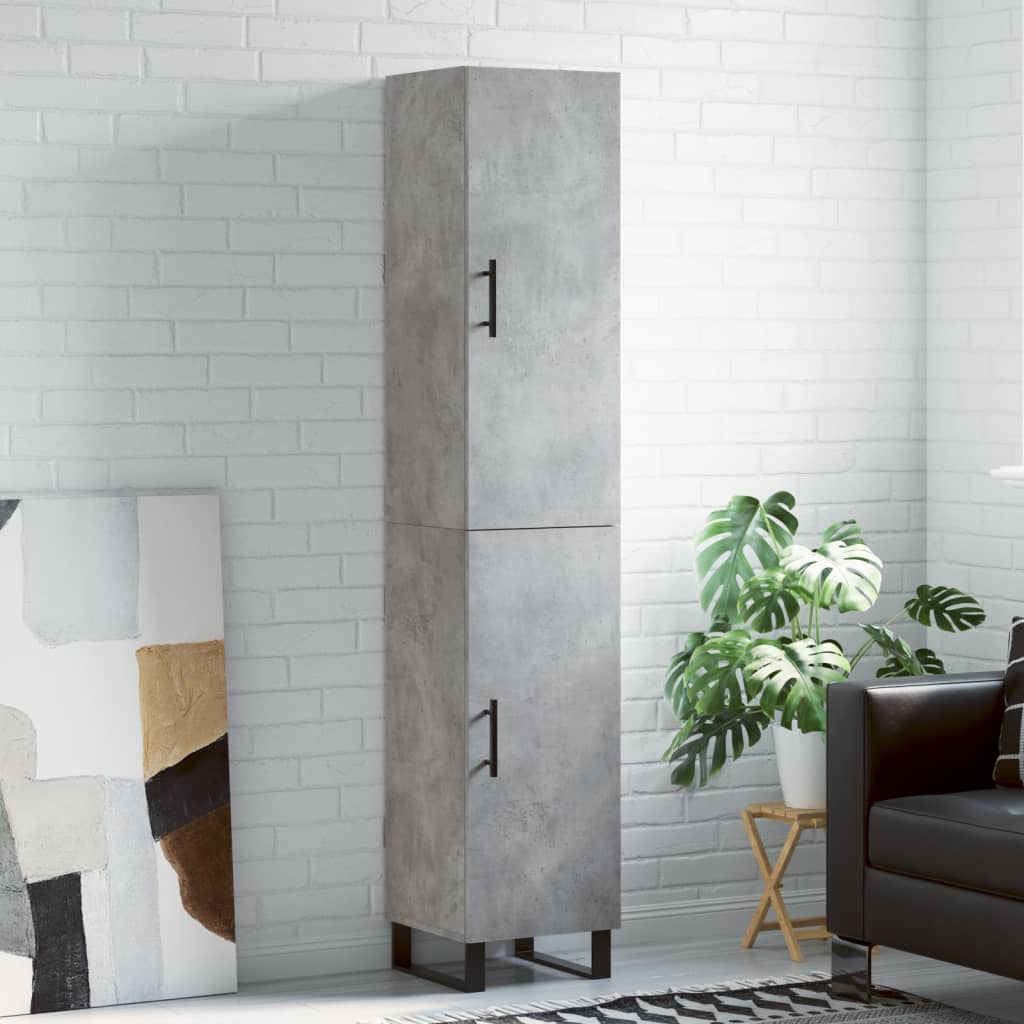 Highboard Concrete Grey 34,5x34x180 cm Engineered Wood