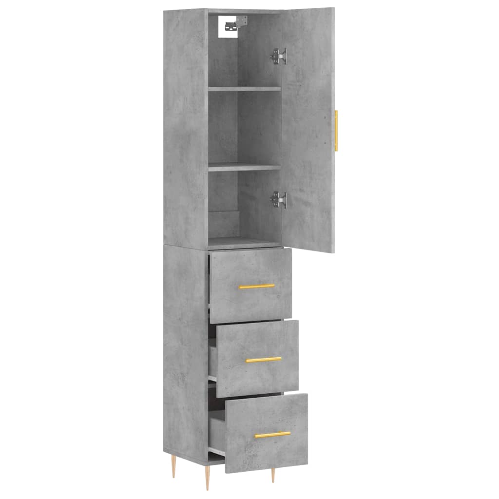 Highboard Concrete Grey 34,5x34x180 cm Engineered Wood