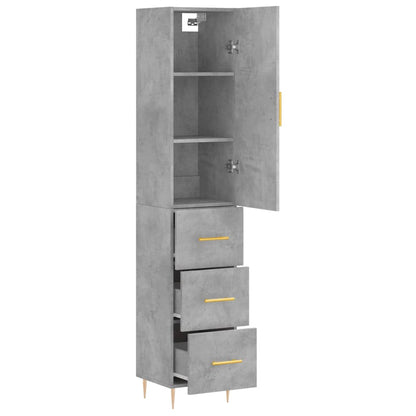Highboard Concrete Grey 34,5x34x180 cm Engineered Wood