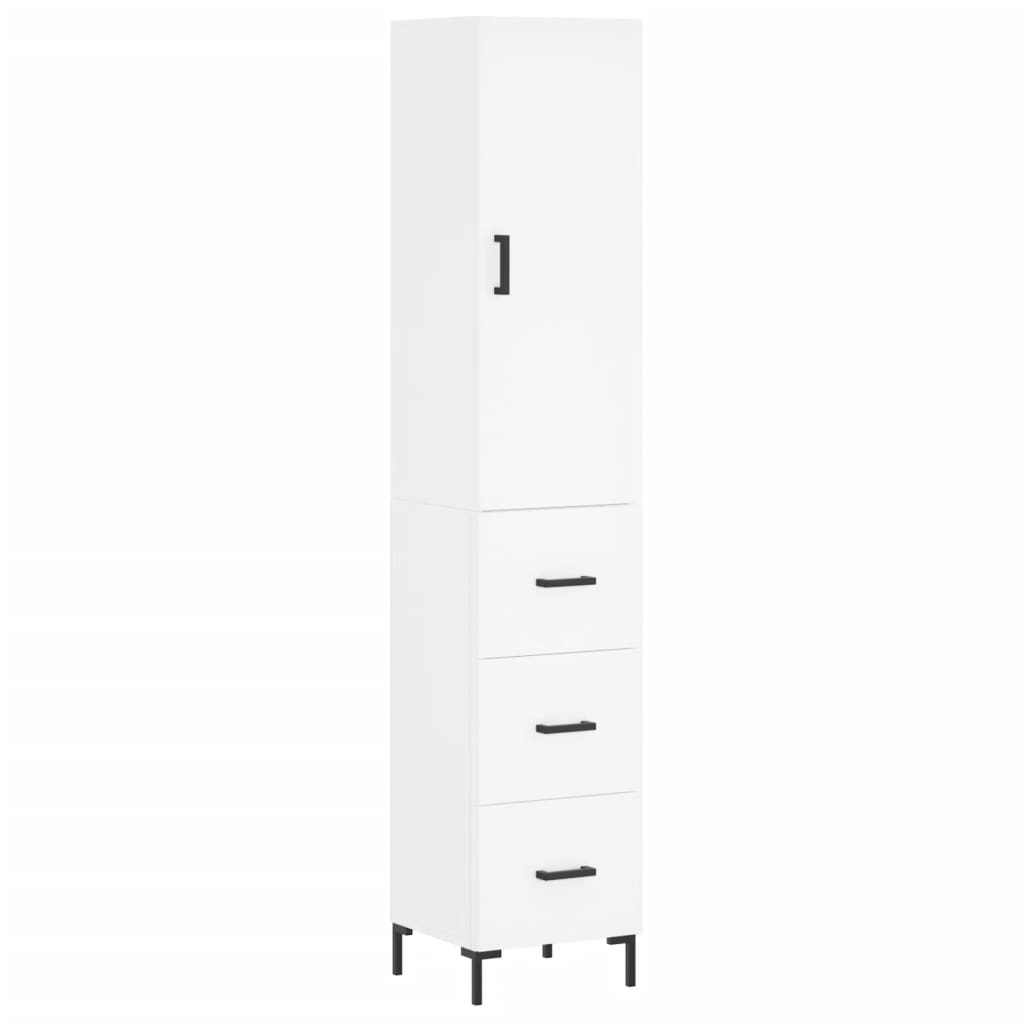 Highboard White 34.5x34x180 cm Engineered Wood