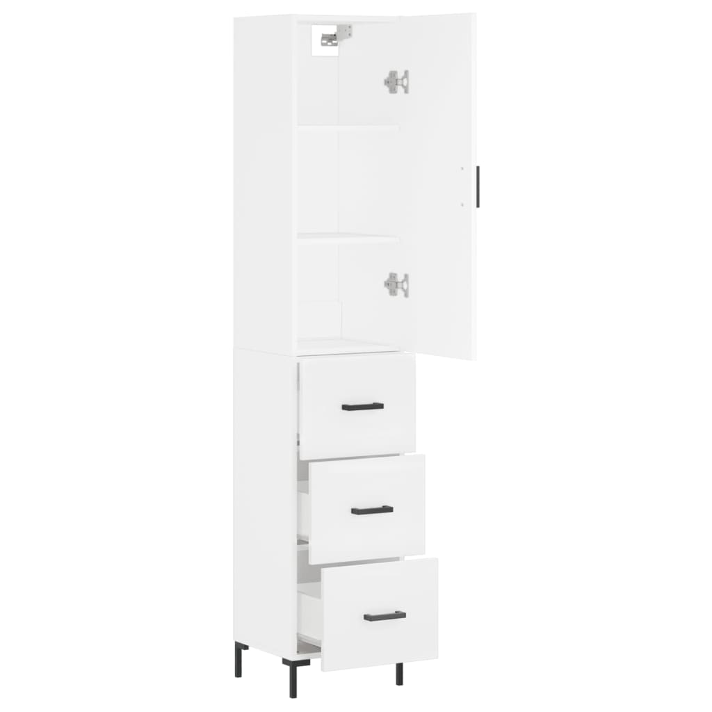 Highboard White 34.5x34x180 cm Engineered Wood
