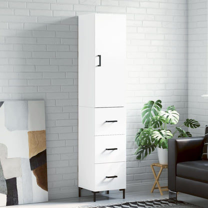 Highboard White 34.5x34x180 cm Engineered Wood