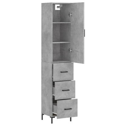 Highboard Concrete Grey 34,5x34x180 cm Engineered Wood