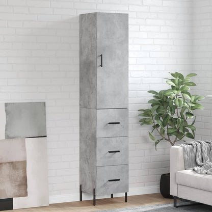 Highboard Concrete Grey 34.5x34x180 cm Engineered Wood