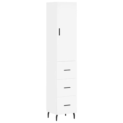 Highboard White 34.5x34x180 cm Engineered Wood