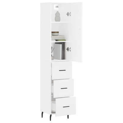 Highboard White 34.5x34x180 cm Engineered Wood