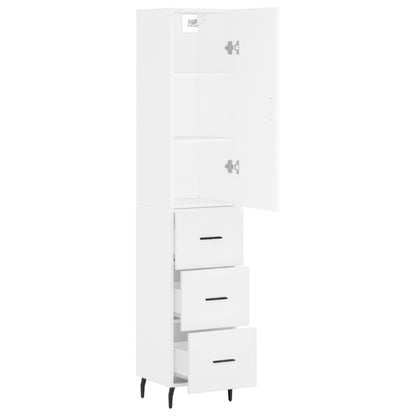 Highboard White 34.5x34x180 cm Engineered Wood