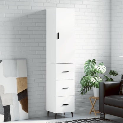 Highboard White 34.5x34x180 cm Engineered Wood