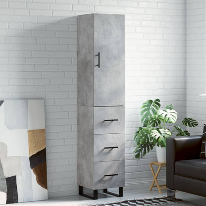 Highboard Concrete Grey 34,5x34x180 cm Engineered Wood