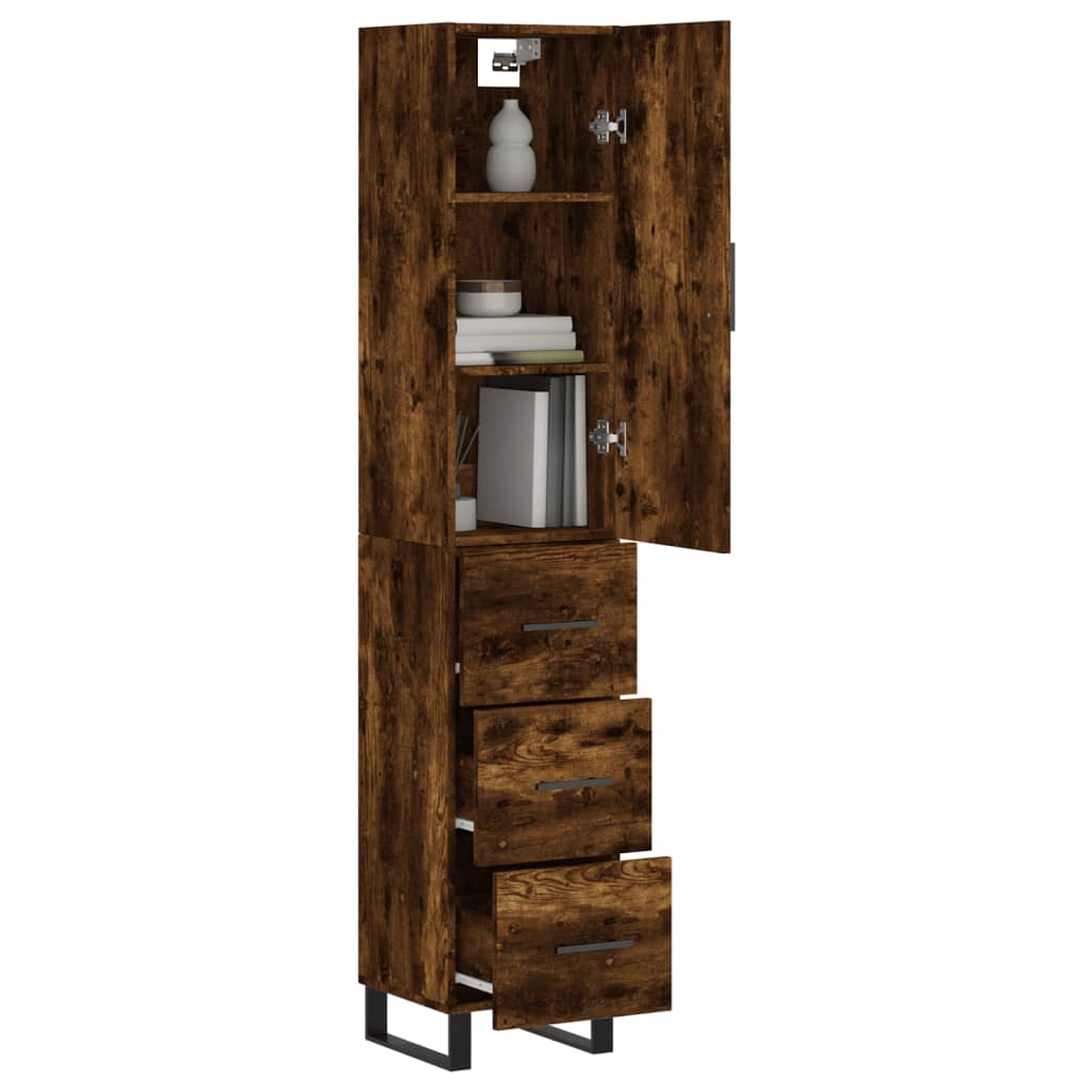 Highboard Smoked Oak 34.5x34x180 cm Engineered Wood