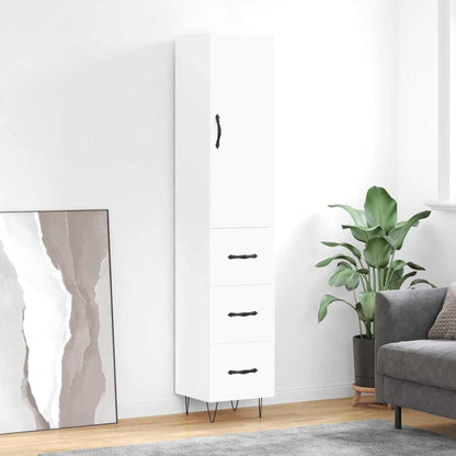Highboard White 34,5x34x180 cm Engineered Wood