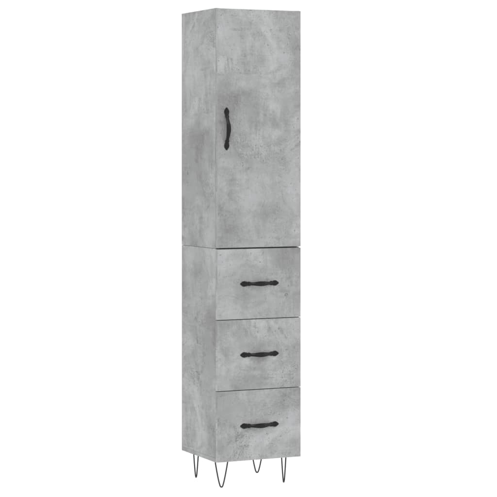 Highboard Concrete Grey 34.5x34x180 cm Engineered Wood