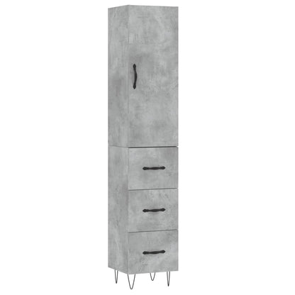 Highboard Concrete Grey 34.5x34x180 cm Engineered Wood