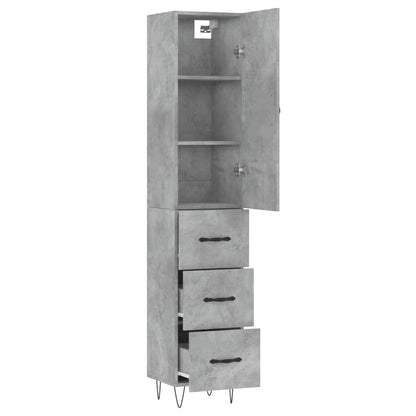 Highboard Concrete Grey 34,5x34x180 cm Engineered Wood
