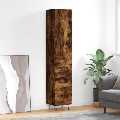 Highboard Smoked Oak 34.5x34x180 cm Engineered Wood