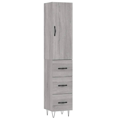 Highboard Grey Sonoma 34.5x34x180 cm Engineered Wood