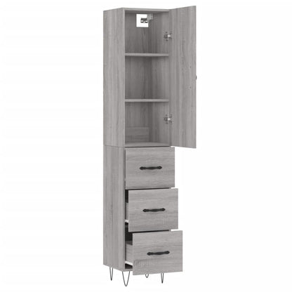 Highboard Grey Sonoma 34.5x34x180 cm Engineered Wood