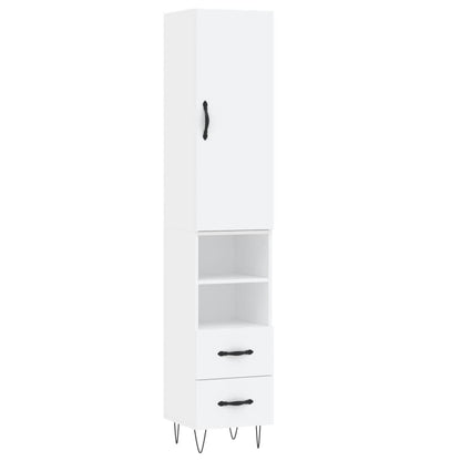 Highboard White 34,5x34x180 cm Engineered Wood