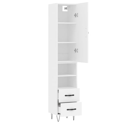 Highboard White 34,5x34x180 cm Engineered Wood