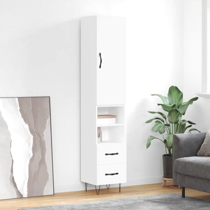 Highboard White 34.5x34x180 cm Engineered Wood