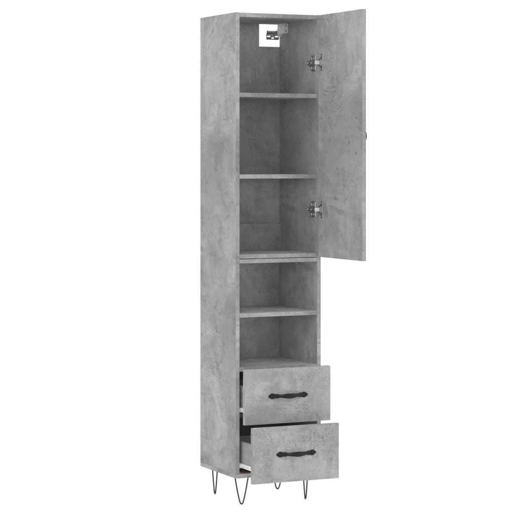 Highboard Concrete Grey 34.5x34x180 cm Engineered Wood